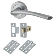 Exel Rimini Latch Door Handle on Rose Kit - Satin Chrome