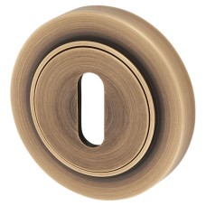Burlington BUR60 by Frelan Escutcheon with Plain Rose - 53mm Diameter - Keyhole - Antique Brass