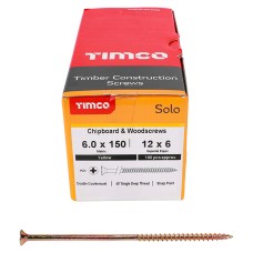 TIMCO Solo Chippy Pozi Countersunk Wood Screws - 6.0 x 150mm - Yellow Zinc - Pack of 100