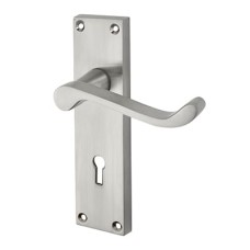 Exel Satin Chrome Budget Scroll Keyhole Lock Door Handle - Mia Range - 153 x 42mm