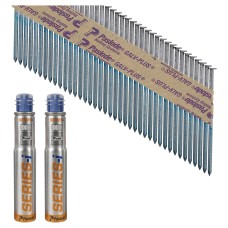 Paslode Round Head Nails & Gas - Plain - 34° Angled - 3.1 x 90mm - Galvanised + - Pack of 2200