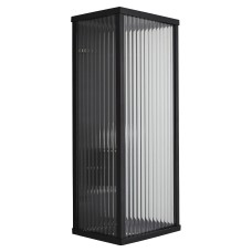 Forum Zink Memphis Ribbed Glass Outdoor Wall Lantern Light - IP44 - Black