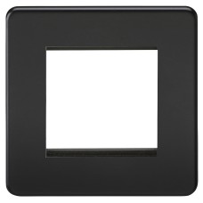 Knightsbridge 1 Gang 2 Module Euro Screwless Faceplate - Matt Black