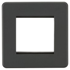 Knightsbridge 1 Gang 2 Module Euro Screwless Faceplate - Anthracite