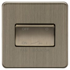 Knightsbridge 10A 1 Gang Screwless Flat Plate Triple Pole Fan Isolator Switch - Antique Brass