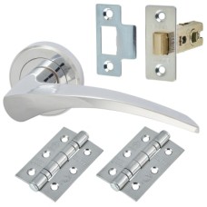 Serozzetta by Carlisle Brass Olivier Latch Door Handle on Rose Kit - Polished Chrome