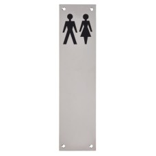 Exel Finger Plate - Unisex Toilet Door Sign - 300 x 75mm - Polished Stainless Steel