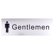 Exel Gentlemens Toilet Door Sign - 300 x 100mm - Brushed Silver Plastic