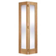 LPD Pattern 10 2 Light Clear Glazed Unfinished Solid Bi-Fold Internal Door - 1981 x 762mm - Oak 