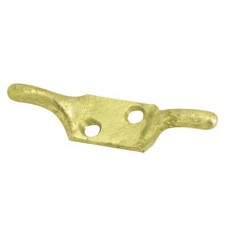 Twin Horn Cleat Hook - 75mm Length - Polished Brass