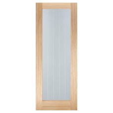 LPD Mexicano Pattern 10 Clear Glazed & Frosted Lines Unfinished Internal Door - 1981 x 686mm - Oak