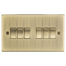 Knightsbridge 10AX 6 Gang 2 Way Square Edge Plate Light Switch - Antique Brass