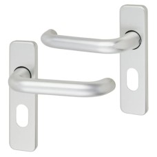 Exel Satin Aluminium 20mm Return to Door Oval Lock Door Handle - 155 x 40mm