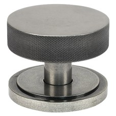 From The Anvil Brompton Round Knurled Centre Door Knob on Art Deco Rose - 90mm Rose - Pewter