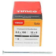 TIMCO Solo Chippy Pozi Countersunk Wood Screws - 6.0 x 150mm - Zinc Plated - Pack of 100