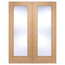 LPD Vancouver Clear Glazed Pre-Finished Internal French Doors - 1981 x 1219 x 40mm - Oak 