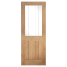 LPD Belize 1 Light Clear Glazed with Frosted Lines Unfinished Internal Door - 1981 x 610mm - Oak 