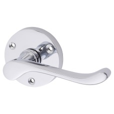 Exel Polished Chrome Scroll Door Handles on Round Rose 