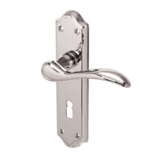 Carlisle Brass Polished Chrome Scroll Keyhole Lock Door Handle - Madrid Range - 180 x 45mm