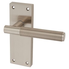 Exel Satin Nickel Reeded Latch Door Handle - Lily Range - 155 x 55mm