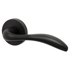 Exel Matt Black Door Handles on Round Rose - Sussex Range 
