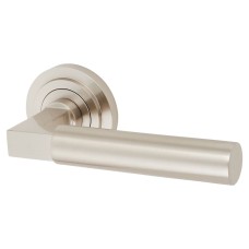 Burlington BUR30 Satin Nickel Door Handles on Round Stepped Rose - Westminster Range 