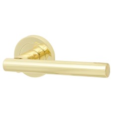 Exel Polished Brass Door Handles on Round Rose - Ella Range 