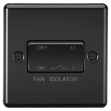 Knightsbridge 10A 1 Gang Round Edge Triple Pole Fan Isolator Switch - Matt Black