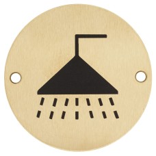 Hampstead Shower Door Sign - 75mm Diameter - Satin Brass