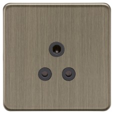 Knightsbridge 5A Screwless Flat Plate Unswitched Round Pin Socket - Antique Brass