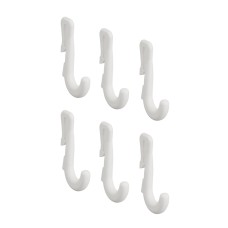 elfa Top Track System - Slim Tool & Storage Board Hooks - 44 x 31 x 6mm - White - Pack of 6