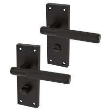 Exel Matt Black Lines Bathroom Door Handle - Nova Range - 155 x 55mm