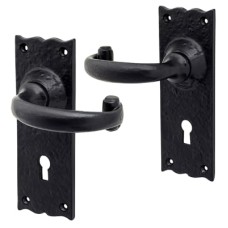Olde Forge Antique Black Windsor Tudor Keyhole Lock Door Handle - 152 x 55mm