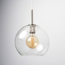 Exel Paradera Knurled Ceiling Light Pendant - Satin Nickel Fittings and Domed Clear Glass Shade