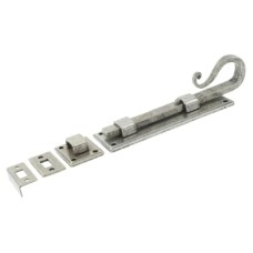 Olde Forge Shepherds Crook Straight Barrel Bolt - 158 x 52mm - Pewter