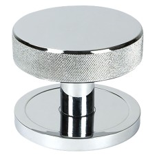 From The Anvil Brompton Round Knurled Centre Door Knob - 90mm Rose - Polished Chrome