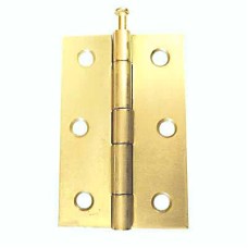 Loose Pin Steel Butt Door Hinge - 75 x 50mm - Polished Brass - Pair