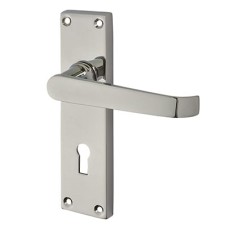 Exel Polished Chrome Budget Straight Keyhole Lock Door Handle - Mia Range - 153 x 42mm