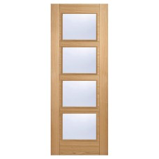 LPD Vancouver 4 Light Clear Glazed Pre-Finished Solid Internal Door - 1981 x 686 x 35mm - Oak