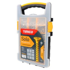 TIMCO Assorted Solo Chippy Pozi Countersunk Wood Screws - Mixed Tray - Yellow Zinc - Pack of 1200