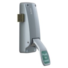 Briton 1438 Emergency Exit Push Pad & Latch - Timber Door - Silver