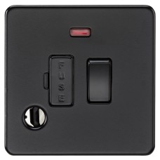 Knightsbridge 13A 1 Gang Screwless Switched Fused Spur with Neon & Flex Outlet - Matt Black