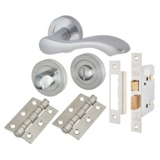 Exel Scarlett Bathroom Lock Door Handle on Rose Kit - Satin Chrome