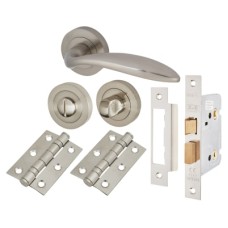 Exel Morgan Bathroom Lock Door Handle on Rose Kit - Satin Nickel
