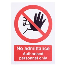 Exel No Admittance Authorised Personnel Only Sign - 148 x 210mm - Rigid Plastic