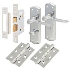 Exel Rome Bathroom Lock Door Handle Kit - Polished Chrome