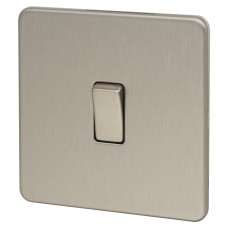 Knightsbridge 10AX 1 Gang 2 Way Screwless Flat Plate Light Switch - Brushed Chrome