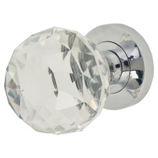 Jedo Cut Glass Mortice Door Knob - 54mm Rose Diameter - Polished Chrome