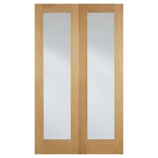 LPD Pattern 20 Clear Glazed Unfinished Internal French Doors - 1981 x 1219 x 40mm - Oak 