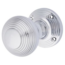 Exel Reeded Beehive Mortice Door Knob - 60mm Rose Diameter - Polished Chrome